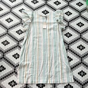 NWT - Striped Linen Dress 👗 with Ruffle Sleeves & Pockets